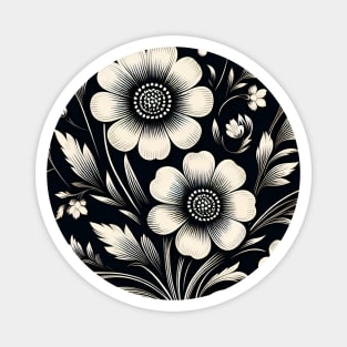 Black and White Flowers Magnet